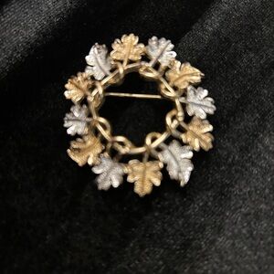 Chic Gold and Silver Leaf Brooch